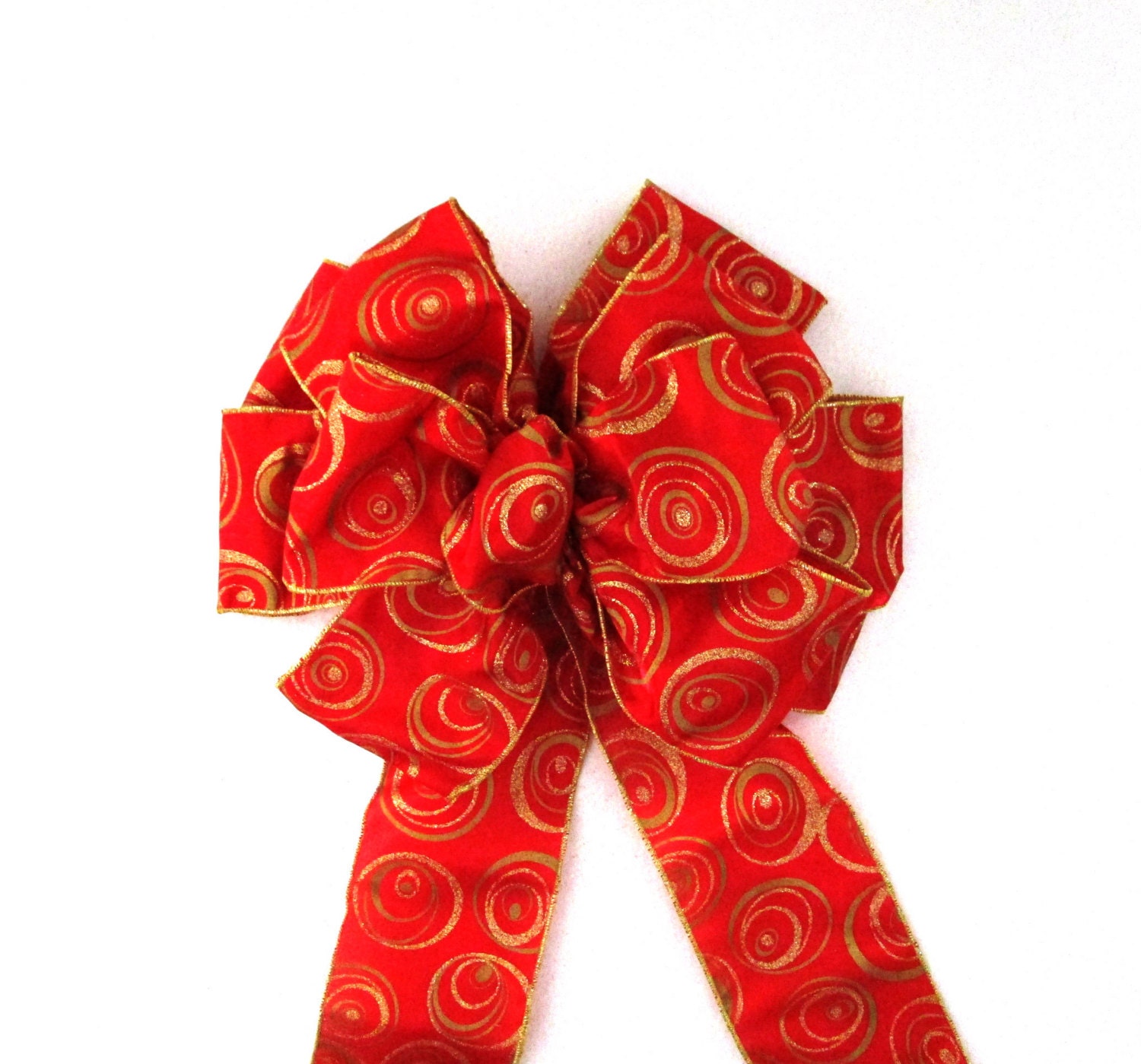 Red and Gold Bow Christmas Bow Wreath Bow Tree Topper Bow Etsy