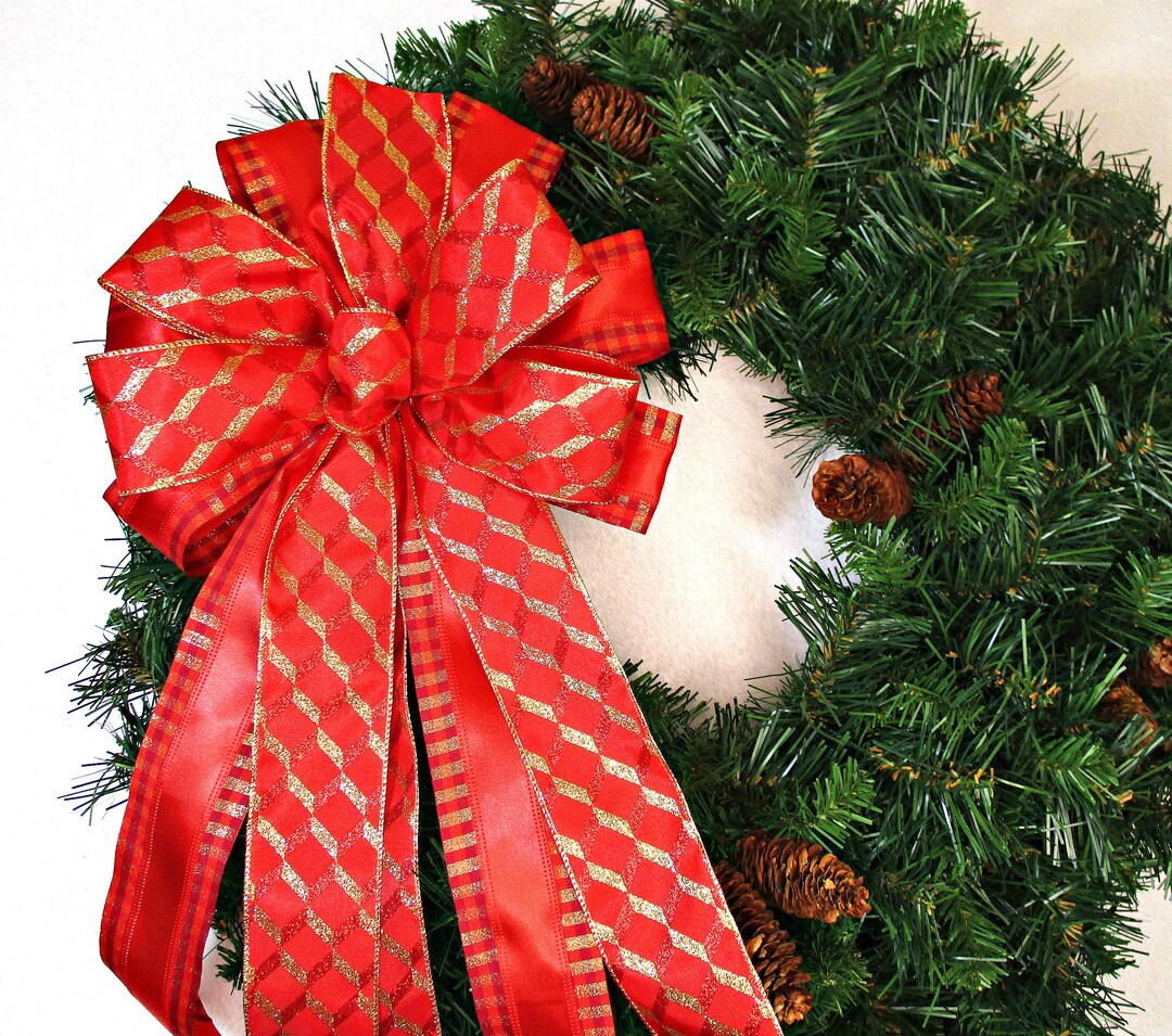 Red and Gold Bow / Wreath Bow / Christmas Bow / Christmas Tree - Etsy