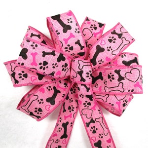 Dog Bow / Dog Bone Bow / Paw Print Bow / Pink Bow / Puppy Bow / Cat Bow / Christmas Bow / Wreath Bow image 3