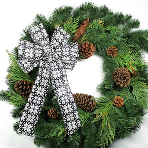 Christmas Bow / Black Bow / Burlap Bow / Black and White Bow / Snowflake Bow / Christmas Sweater