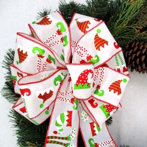 Christmas Bow / Elf Boots /  Red and Green Bow / Wreath Bow / Tree Topper Bow / Grinch Bow