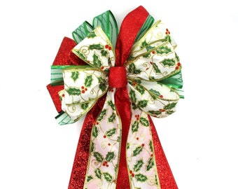 Wreath Bow / Christmas Bow / Christmas Tree Topper / Tree Topper Bow