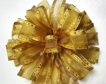 Gold Bow / Christmas Bow / Wedding Bow / Tree Topper Bow / Gold Tree Topper Bow