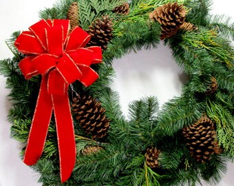 Outdoor Bow, Waterproof Red Velvet Christmas Bow: Outdoor Wreath Bow