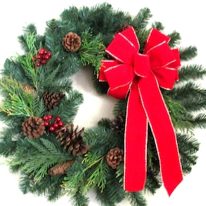WATERPROOF Bow / Outdoor Bow / Red Velvet Bow / Christmas Bow / Wreath Bow / Red Bow / FIVE Sizes and FOUR Color Choices
