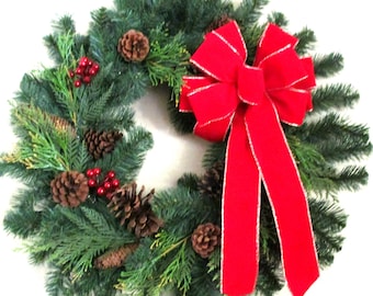 Waterproof Red Velvet Christmas Bow: Outdoor Wreath Decor