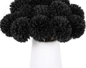 Schwarze künstliche Chrysanthemenblüten
