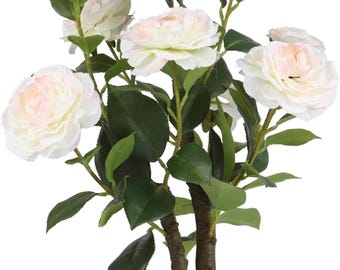 Camelia artificial de 20,5 pulgadas – Decoración floral grande en maceta