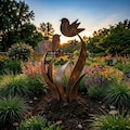 Rustic Metal Bird Garden Sculpture, Yard Art Stake Ornament Outdoor Housewarming Gift product logo