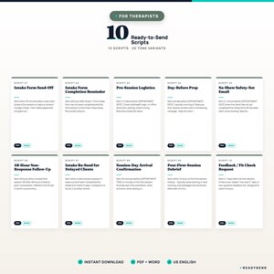 10 Done-for-You Therapist First Session & Intake Email Scripts, Copy Paste Send, Private Practice Onboarding, Mental Health