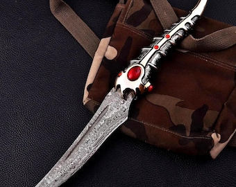 Daga Catspaw de Arya Stark / Réplica de acero valyrio / Empuñadura de hueso de dragón / Regalo de boda o cumpleaños para él / Pieza de exhibición para cosplay de fantasía