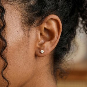 14K Gold Tiny Round Solitaire Stud Earrings, Bezel CZ Solitaire Stud Earrings, Minimalist Earrings, Dainty Earings Mothers Day Gift for Mom