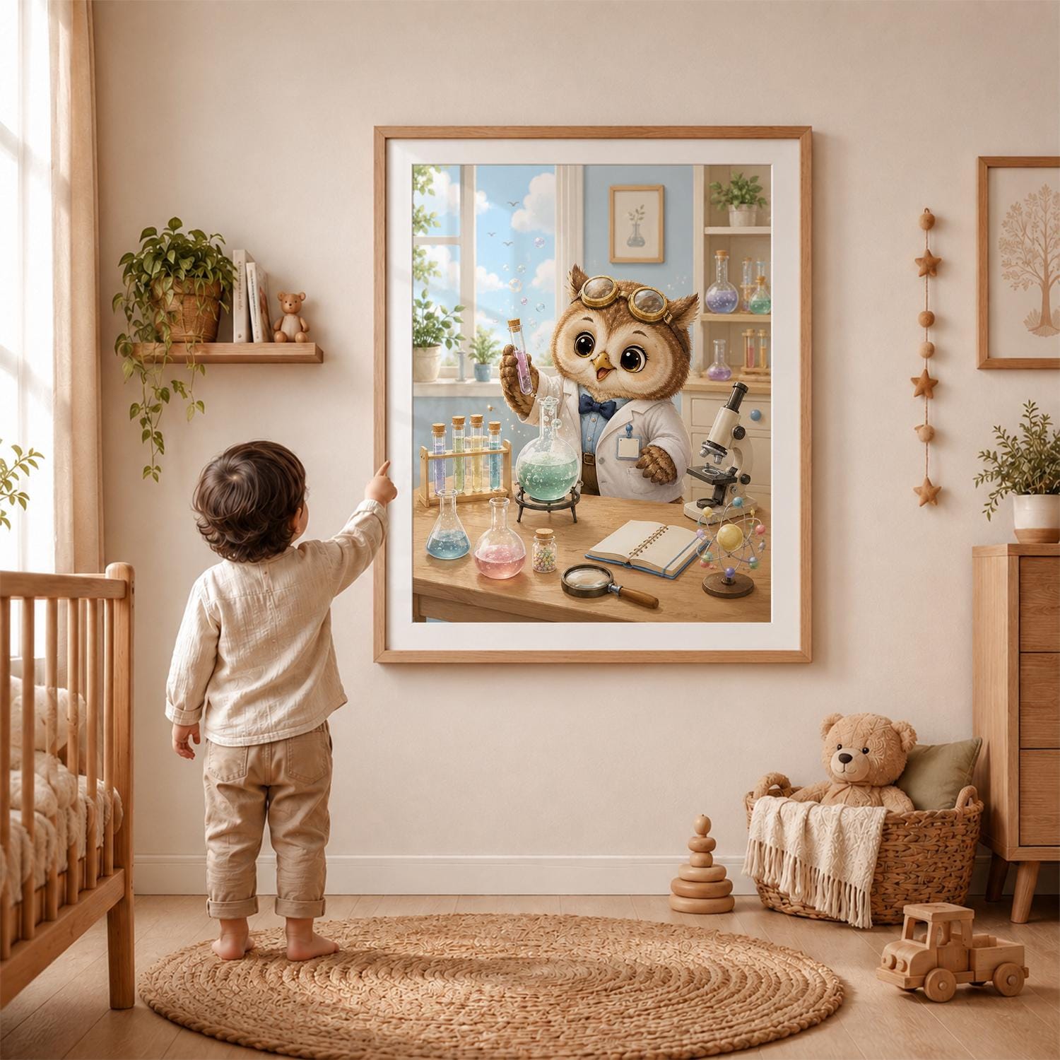 Owl Nursery Wall Art | Cute Animal Nursery Print | Woodland Owl Wall Decor | Kids Room Playroom Art