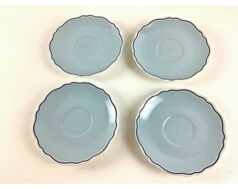 Philippe Deshoulieres aqua blue saucers 5.5" E Lourioux France 4 pcs signed