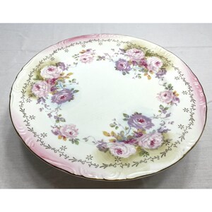 KPM Floral Painted Porcelain Ornate Pink Cake Stand