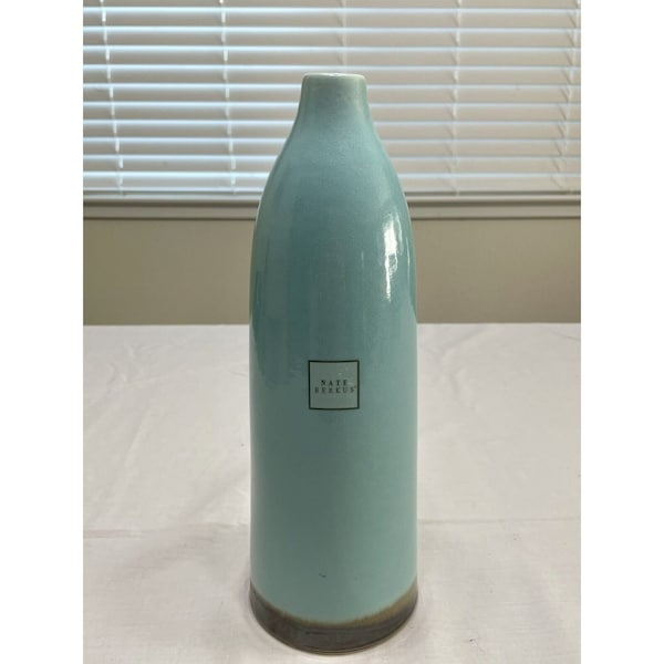 Nate Berkus Pottery Bud  Vase Teal  12” Tall