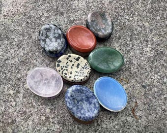 Natural Crystal Worry Stone Smooth Thumb Pocket Stone for Stress Relief Mindfulness Meditation Calming Tool Everyday Comfort Gift