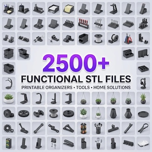 2500+ funktionella STL-filer | 3D-utskrivbar heminredning, arrangörer, prylar och verktygshållare | Kommersiellt klart STL-paket