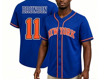 Designed Jalen Brunson New York Embroidery Name&Number Baseball Jerseys Game Day Gift