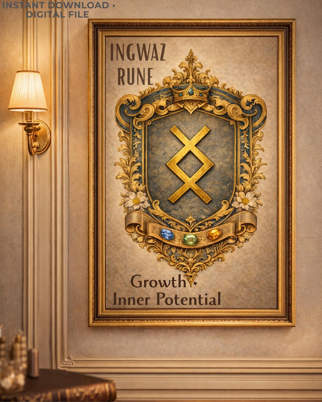 Tutorial Rune Growth Ingwaz Rune Wall Art, Norse Rune Poster, Fertility & Growth Symbol ...