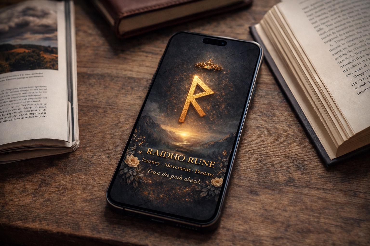 Raidho Rune Graphic Raidho Rune Phone Wallpaper, Norse Symbol, Viking Lock Screen ...