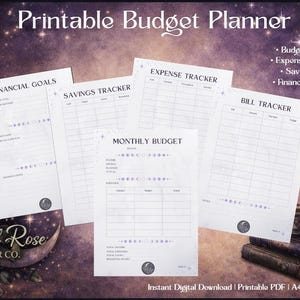 Planificador de presupuesto celestial / Rastreador de finanzas místicas / PDF de ahorros mensuales