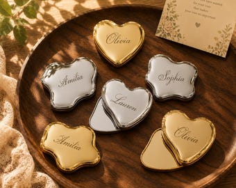 Personalized Pocket Mirror | Engraved Compact Mirror | Travel Cosmetic Mirror | Bridesmaid Gift | Wedding Keepsake for Her.
