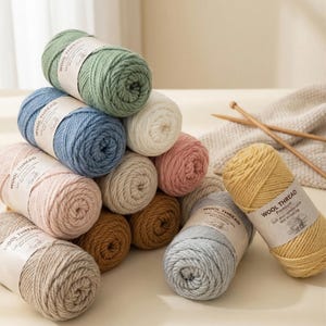 Hilo de lana suave, madeja de 100 g, grosor medio, para tejer, hacer ganchillo y manualidades.