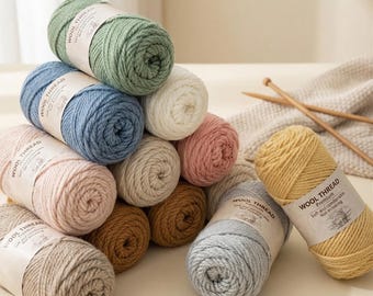 Soft Wool Yarn 100g Skein, Medium Weight Knitting Crochet Craft Supply