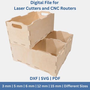 Stackable & Nested Storage Box Files for Laser Cutters and CNC Routers | svg - dxf - pdf | 27 Sizes