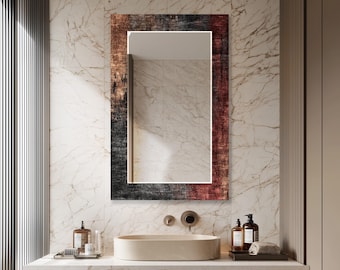 Koperbrons glazen wandspiegel over de volledige lengte, moderne decoratieve spiegel, luxe verticale make-upspiegel, eigentijds woonkamerdecor