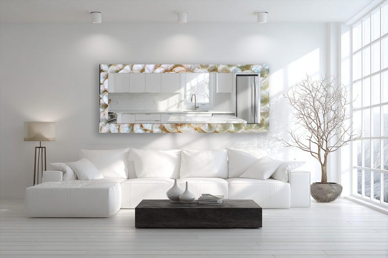 Rectangle glass mirror designed for living room, entryway, hallway, bedroom, console, or vanity area