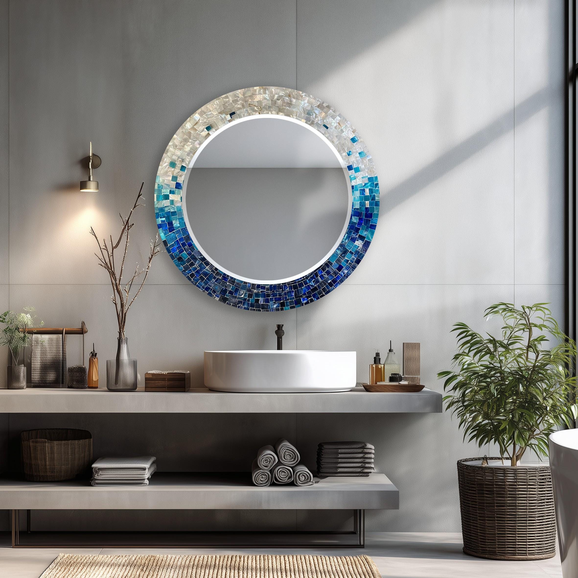 Mosaïque Céramique Bleu Cobalt Brillant – 304x304 Mm – Reflet Miroir