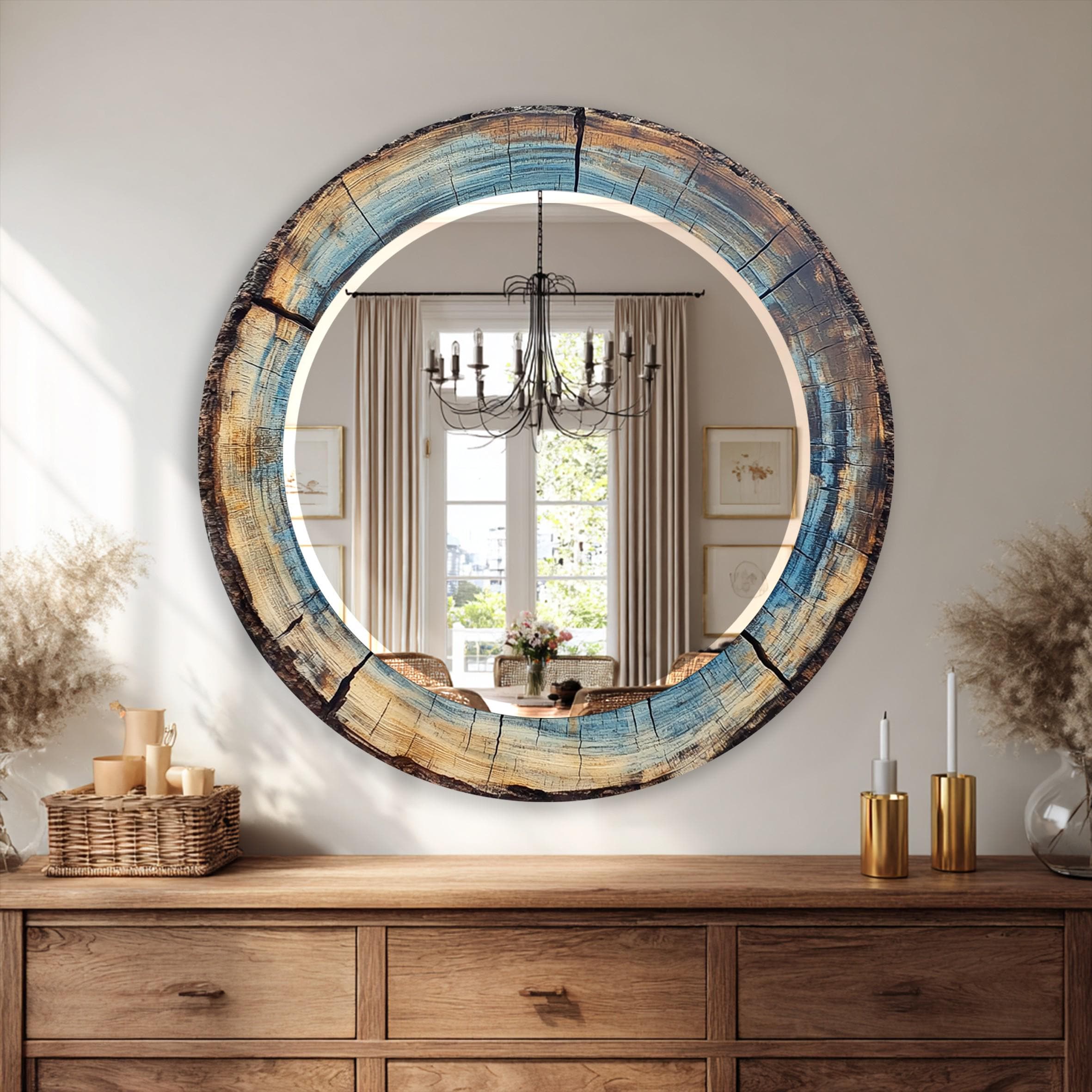 Vintage Blue Glass Mirror - Etsy