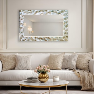Modern statement glass mirror with horizontal design for console walls or living room styling