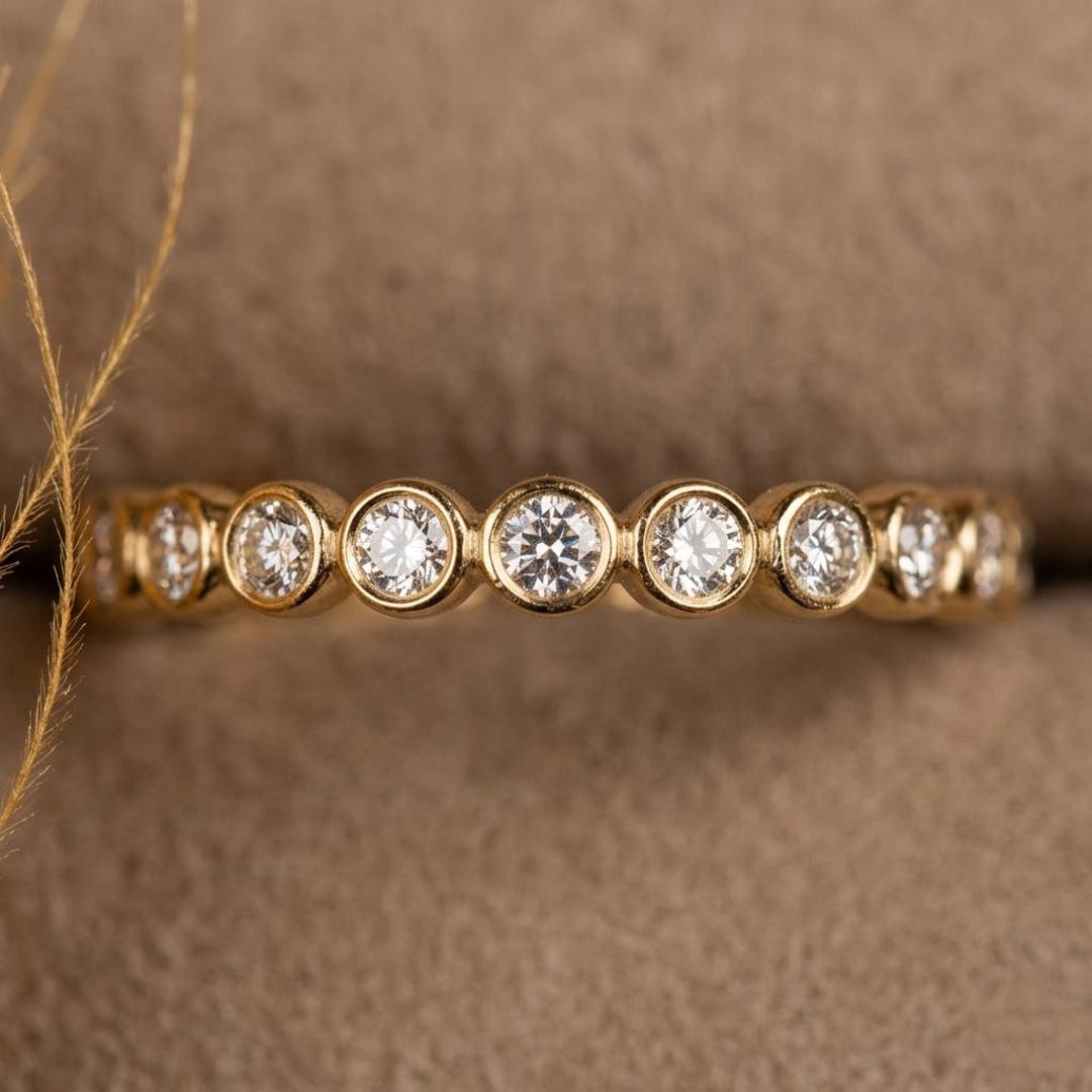 2.50mm Round Cut Moissanite Bezel Set Full Eternity Wedding Band for ...