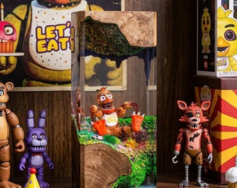 Five Nights at Freddys Resin Lamp, FNAF Epoxy Night Light, Animatronic Horror Game Decor, Custom Desk Accessory, Gamer Room Light