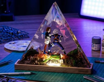 Kakashi And Rin Resin Lamp For Anime Lovers, Handmade Epoxy Night Light, Gamer Room Decor, Unique Birthday Gift For Boyfriend, Otaku Art