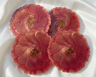 Floral Coaster For Romantic Gifts, Rose Swirl Drink Coaster, Elegant Home Decor Coasters, Anniversary Present Coaster Set