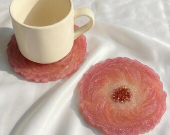 Geode Coaster Set For Housewarming Gift, Crystal Inspired Drink Coaster, Swirled Pattern Coaster, Birthday Gift For Her Coaster