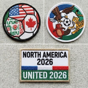 Nordamerika 2026 Broderad Tygmärke, USA Kanada Mexiko Fotbollstygmärke, United 2026 Eagle Beaver Jaguar Stryktyg