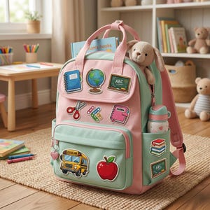 Back to School Embroidered Patches Set - School Supplies Iron On Patch, Notebook, Backpack, Apple, Bus, Globe, Chalkboard for Kids Gift