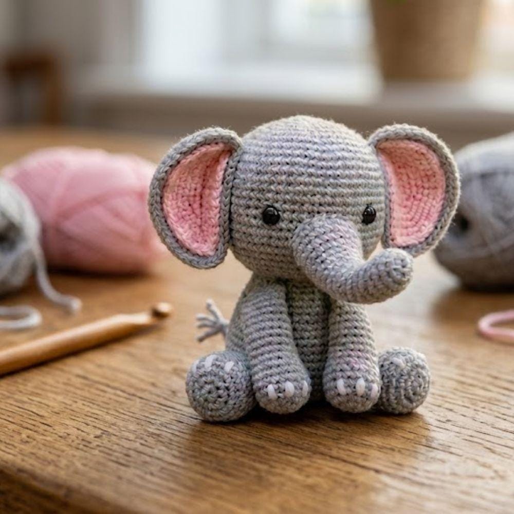 Elephant Crochet Pattern PDF – Cute Baby Elephant Amigurumi Plush ...
