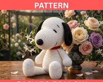Snoopy Crochet Pattern, Beginner-Friendly Dog Amigurumi PDF Tutorial, Cute Beagle Plushie Crochet Pattern, Instant Digital Download File