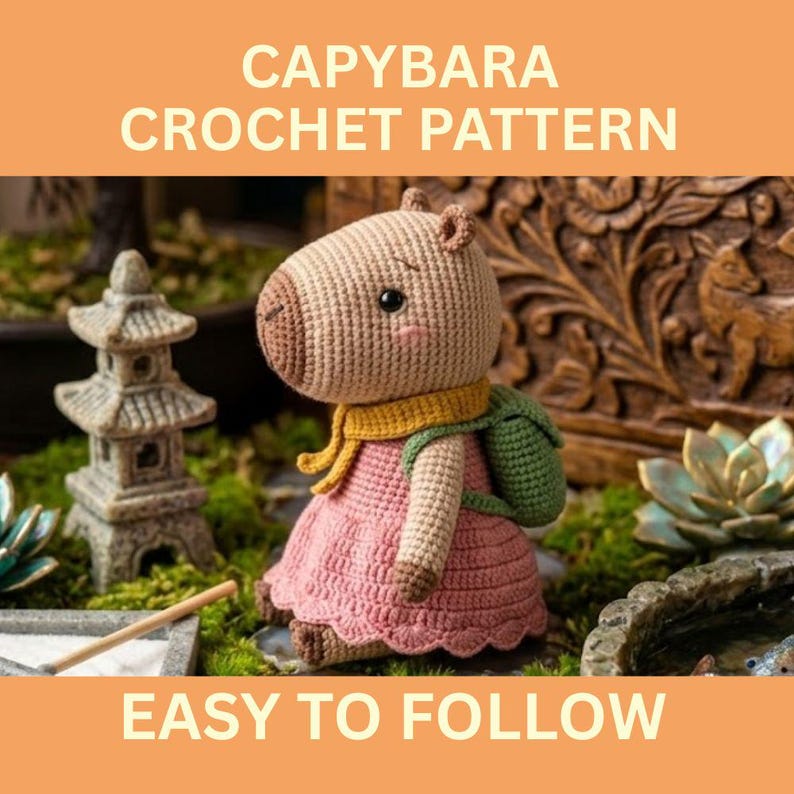 Capybara Crochet Pattern PDF, No Sew Capybara Amigurumi Pattern, Easy Crochet Plush Tutorial, Cute DIY Gift, Instant Download image 1