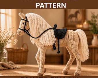 Horse Crochet Pattern PDF, Amigurumi Horse Pattern, Easy Beginner Crochet Tutorial, American Paint Horse Plush, Stuffed Animal Download
