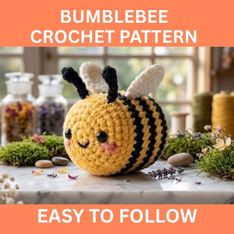 Bumblebee Crochet Pattern PDF, Beginner Amigurumi Bee Toy Tutorial ...