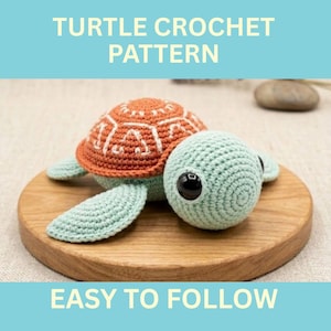 Easy Crochet Turtle Pattern PDF - Perfect Beginner Amigurumi Project for Baby Gifts - Small Cuddly Sea Turtle Plushie Instruction Download