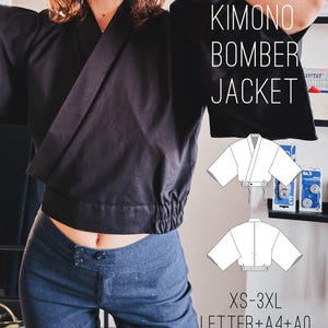 Kimono bomberjacka sömnadsmönster PDF, DIY moderna fusionskläder, digitalt mönster