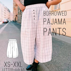 Geleende pyjamabroek naaipatroon pdf, doe-het-zelf moderne fusionkleding, hedendaagse streetwear